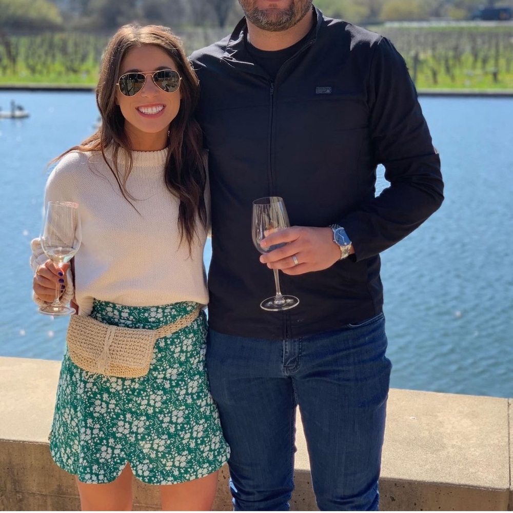 For love and lemons green/white floral skirt size xs